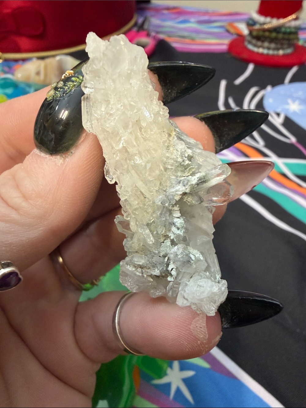 Clear Quartz Crystal Cluster Pendant Necklace - White